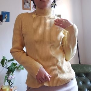 knit yellow ribbed turtleneck JONES NEW YORK SPORT
